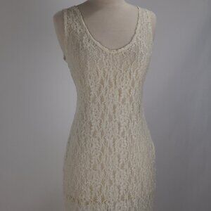 🌺 Vtg Victoria's Secret White Long Lace Sheer Illusion Nightgown Dress Bodycon